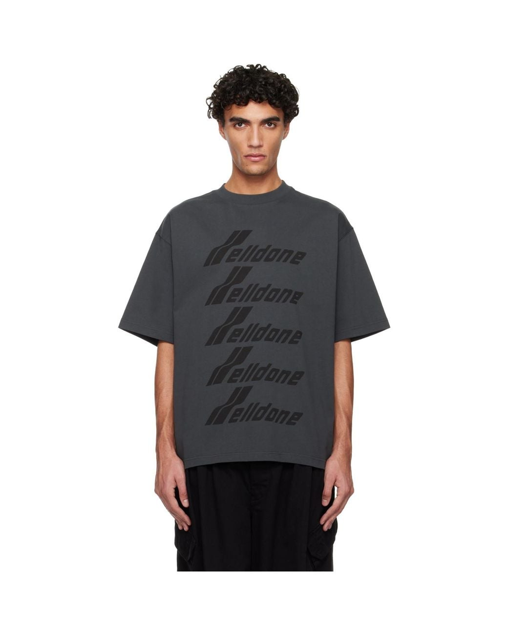 we11done Black Front Logo T-Shirt for men