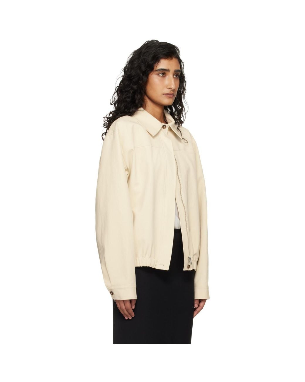 Loulou de Saison Black Drew Cotton Gabardine Windbreaker Jacket