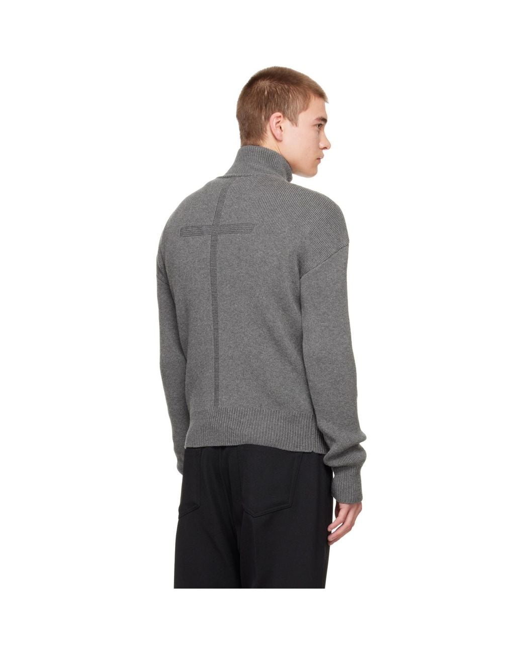 MATIERES FECALES Gray 'Cult' Quarter-Zip Sweater for men