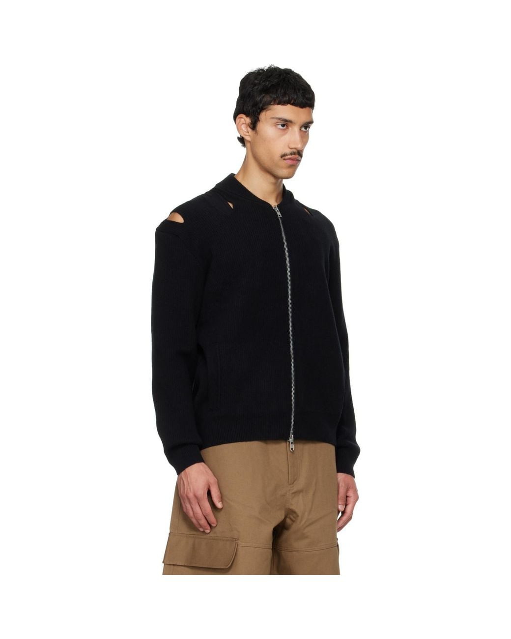Simone Rocha Black Slash Zip Cardigan for men