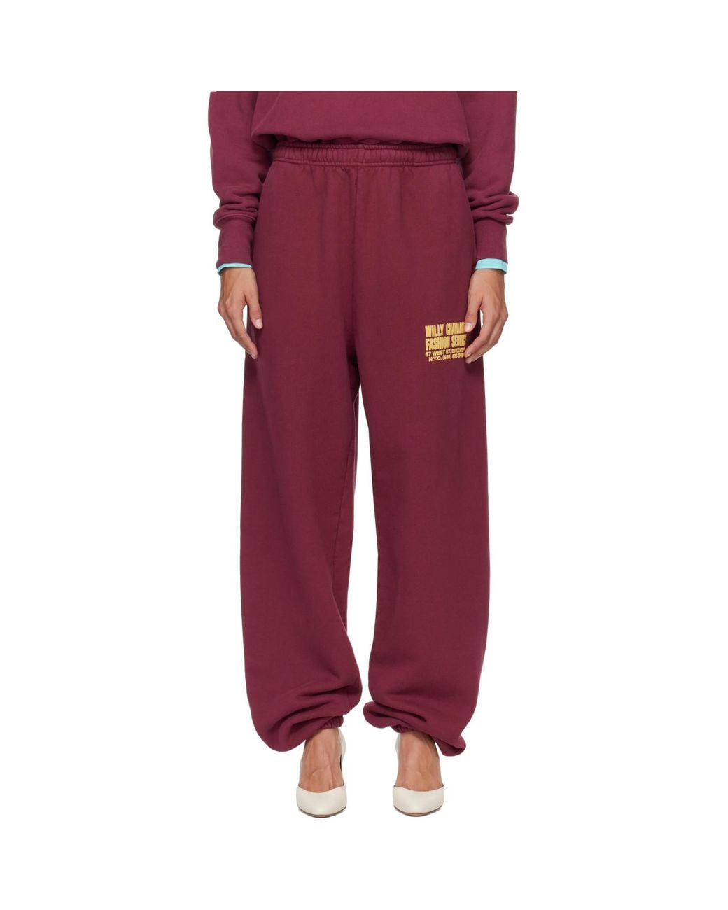 Willy Chavarria Red Burgundy 'Chavarria Fashion Services' Buffalo Sweatpants