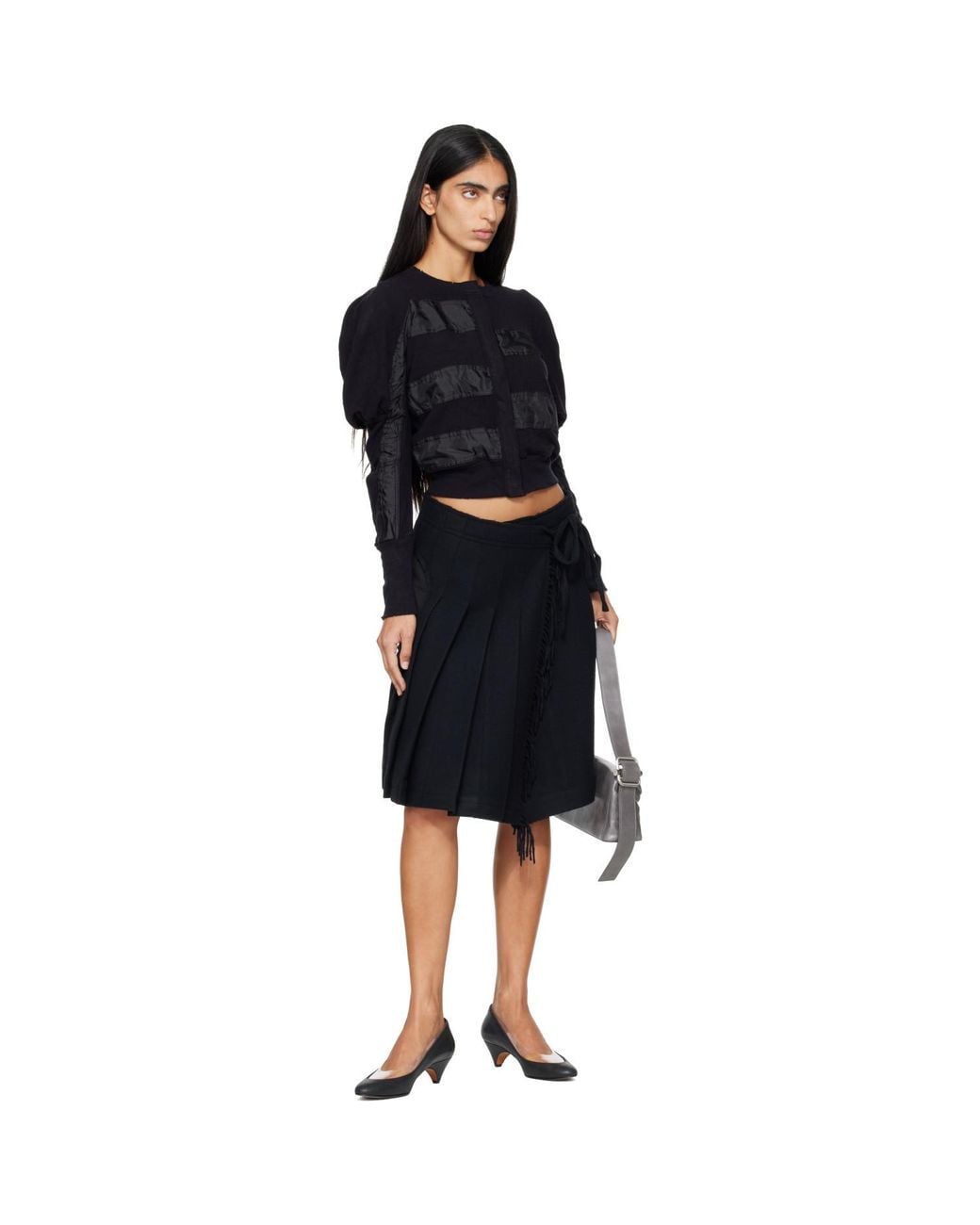 OPEN YY Black Slouchy Puff Panel Cardigan
