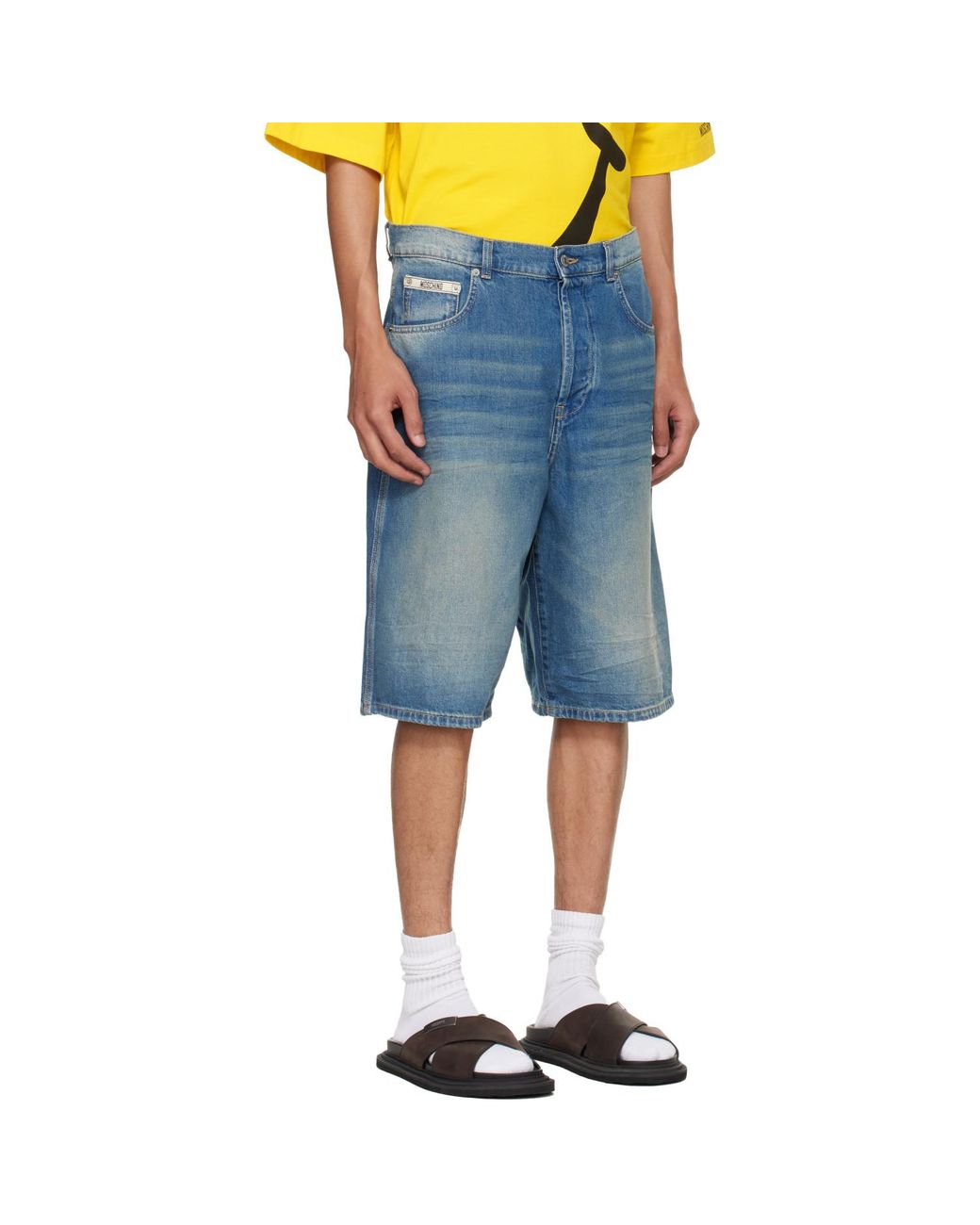Moschino Blue Logo Denim Shorts for men