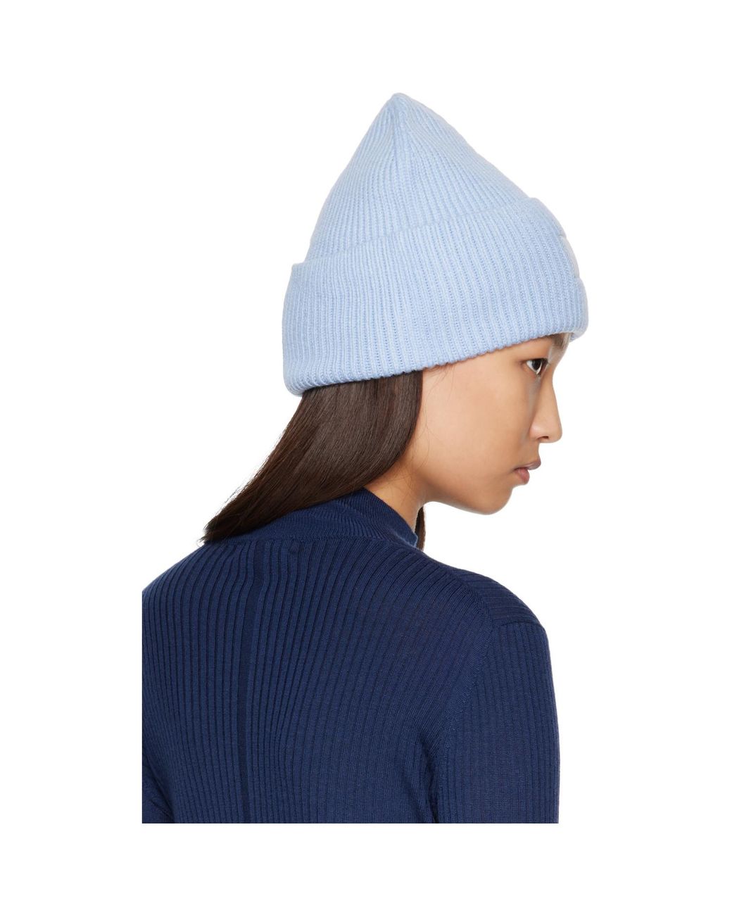 Rag & Bone Blue Blake Rib-Knit Beanie
