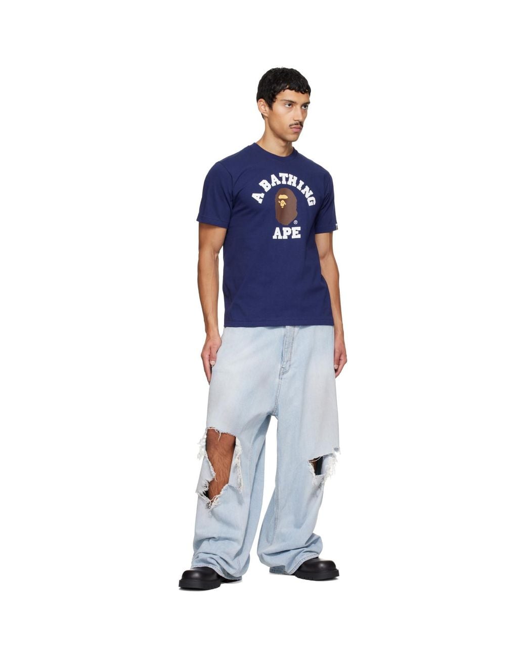 A Bathing Ape Blue College T-Shirt for men