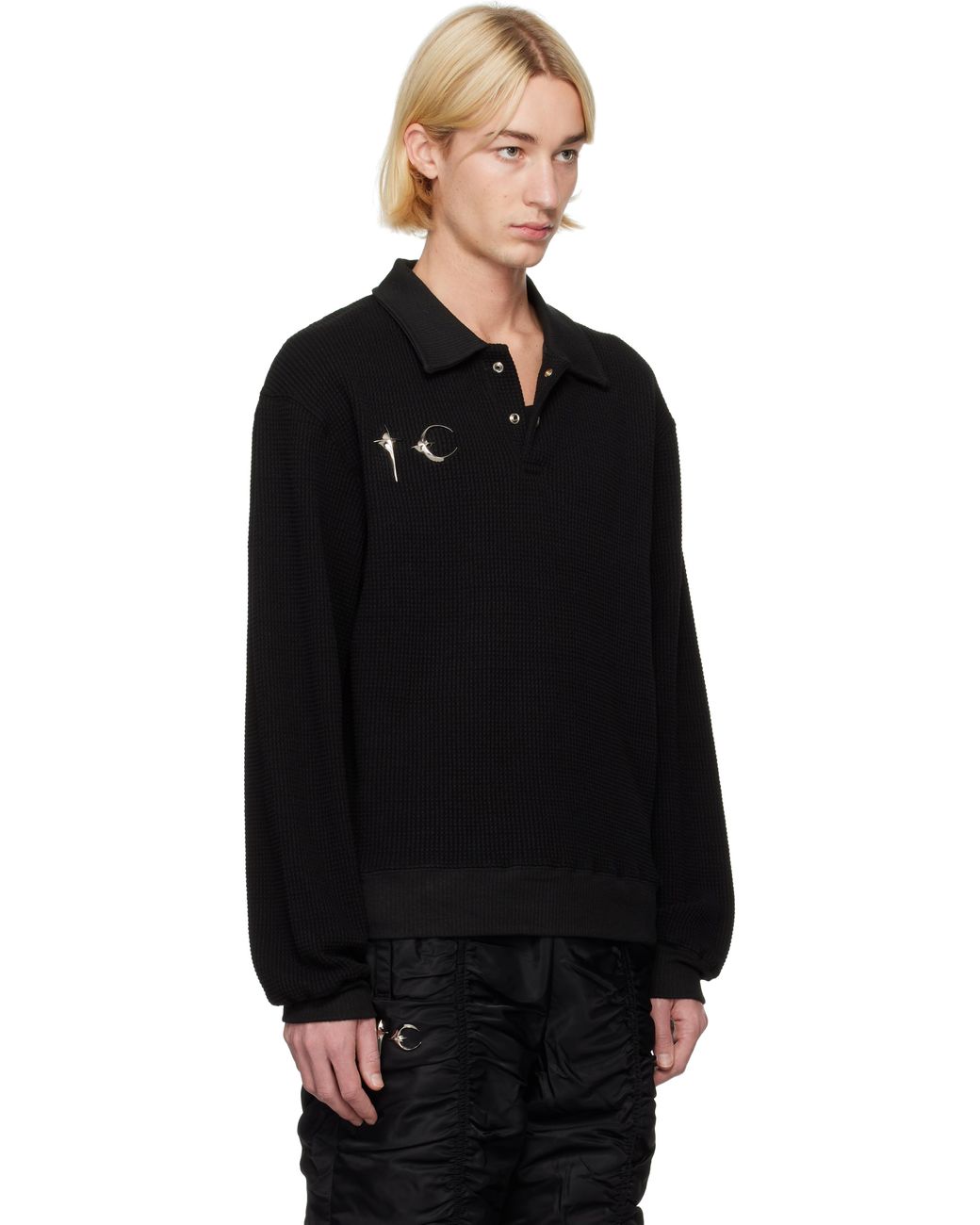メンズ THUG CLUB ブラック ワッフル 長袖ポロシャツ ブラック | Lyst