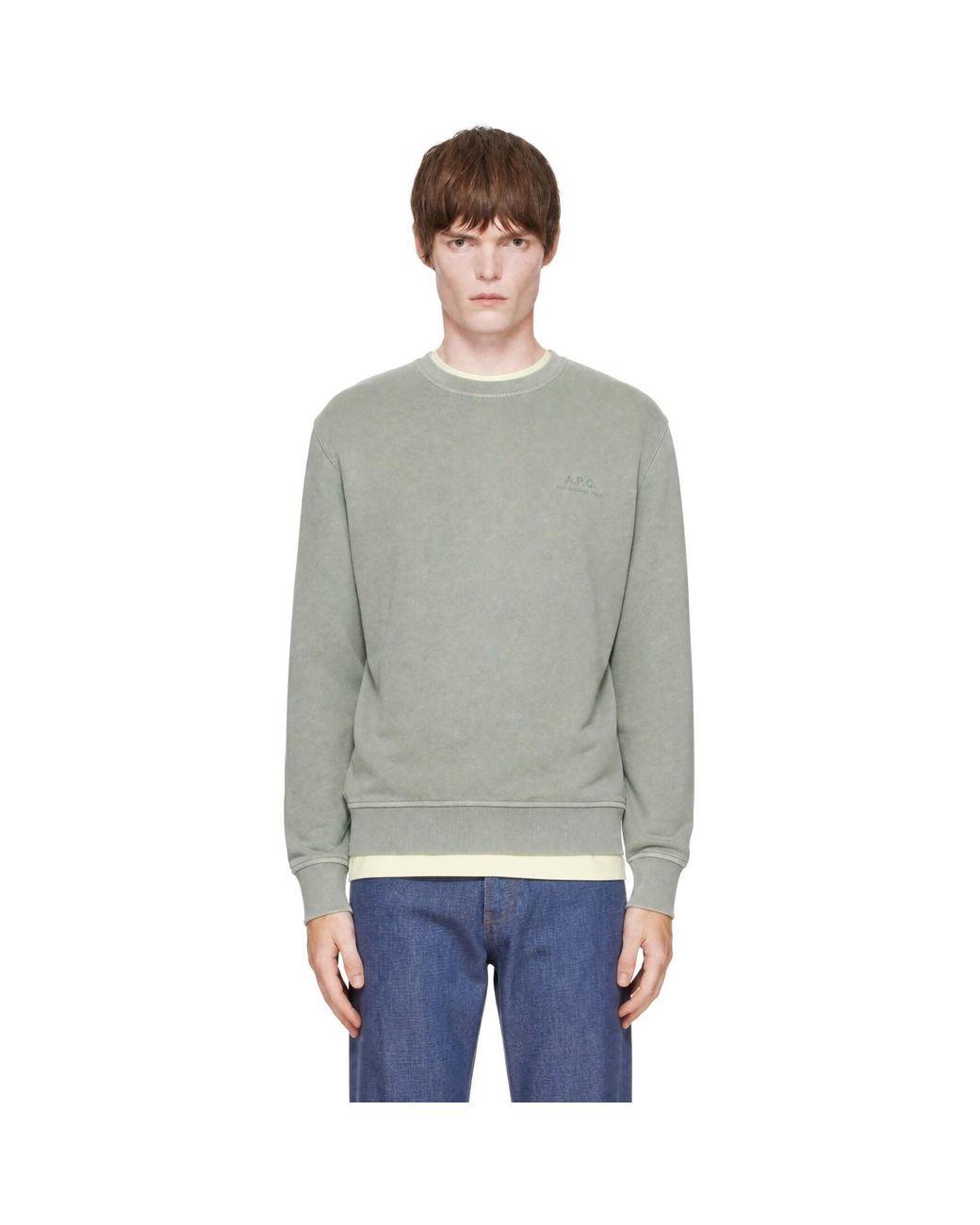 Pull Molletonné Décontracté Vert À Logo A.P.C. pour homme en coloris Gray