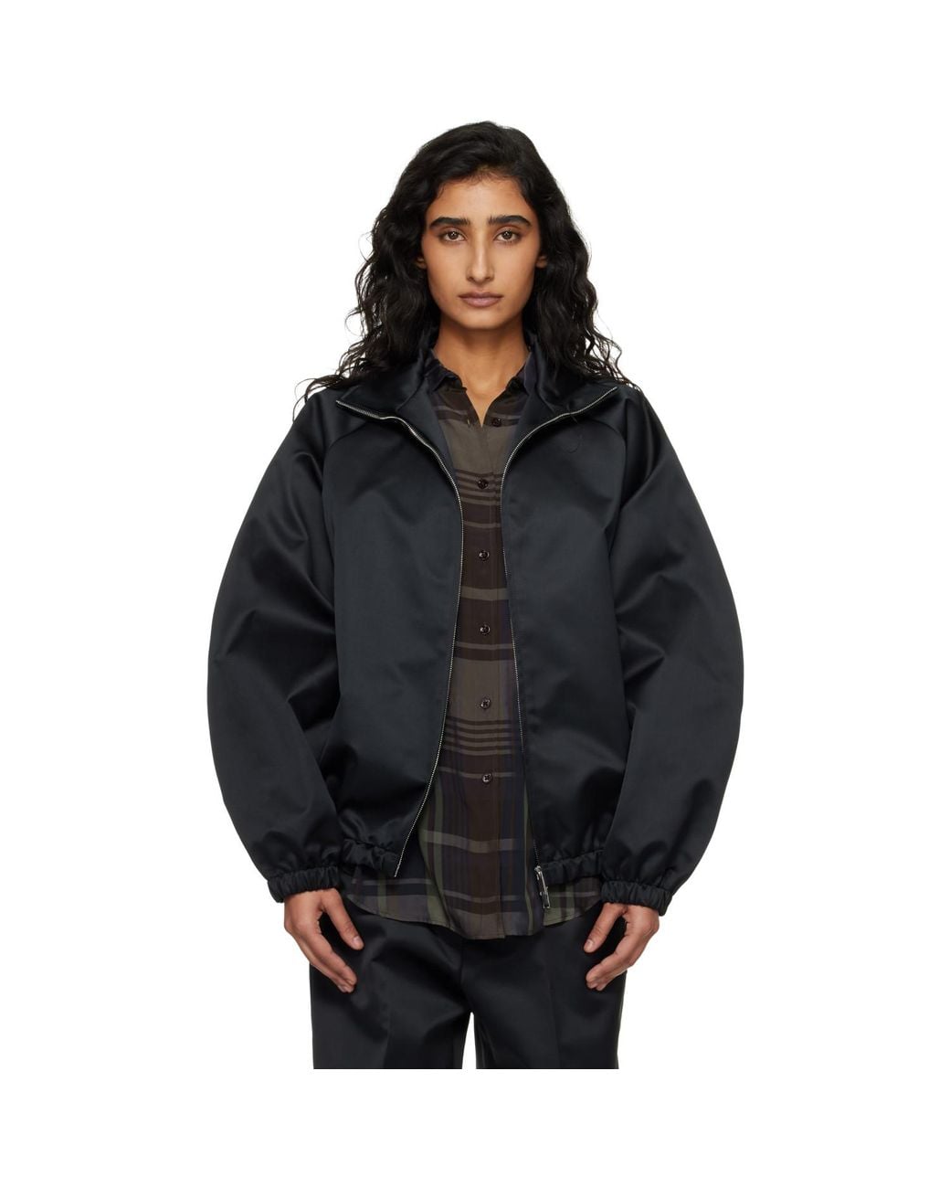 Frankie Shop Black Baxter Satin Track Jacket