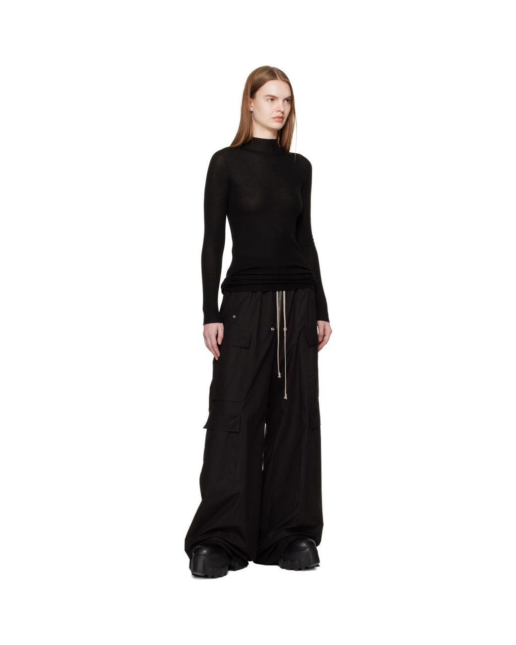 Rick Owens Black Temple Ls Turtle Sweater