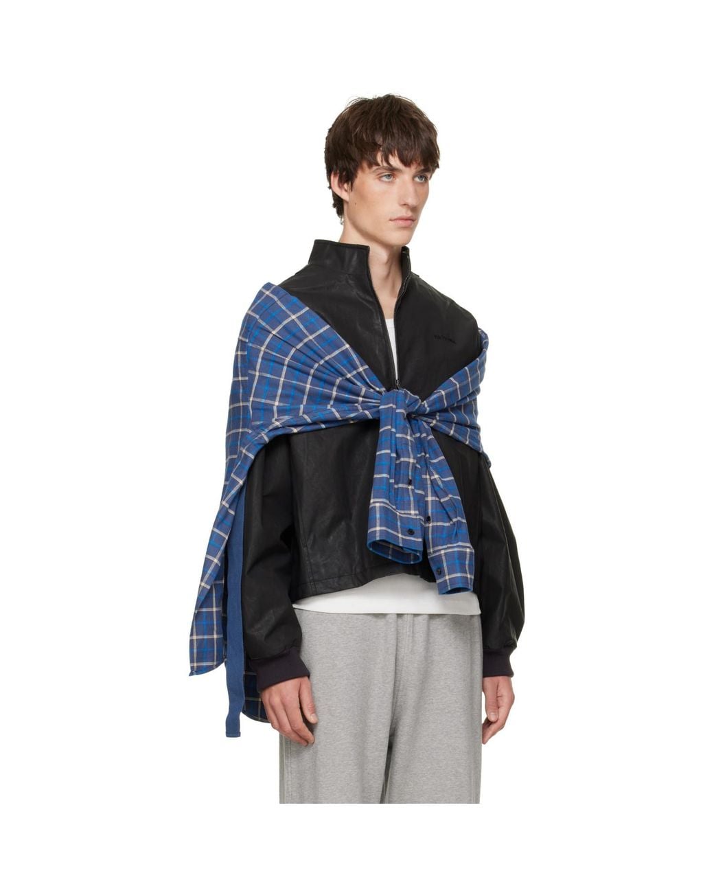 we11done Blue Coated Layered Harrington Jacket for men