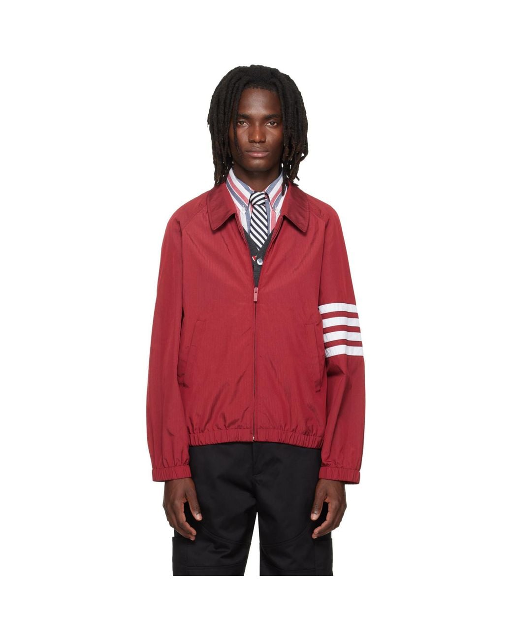 Thom Browne Red Ripstop Raglan Coach Jacket for men