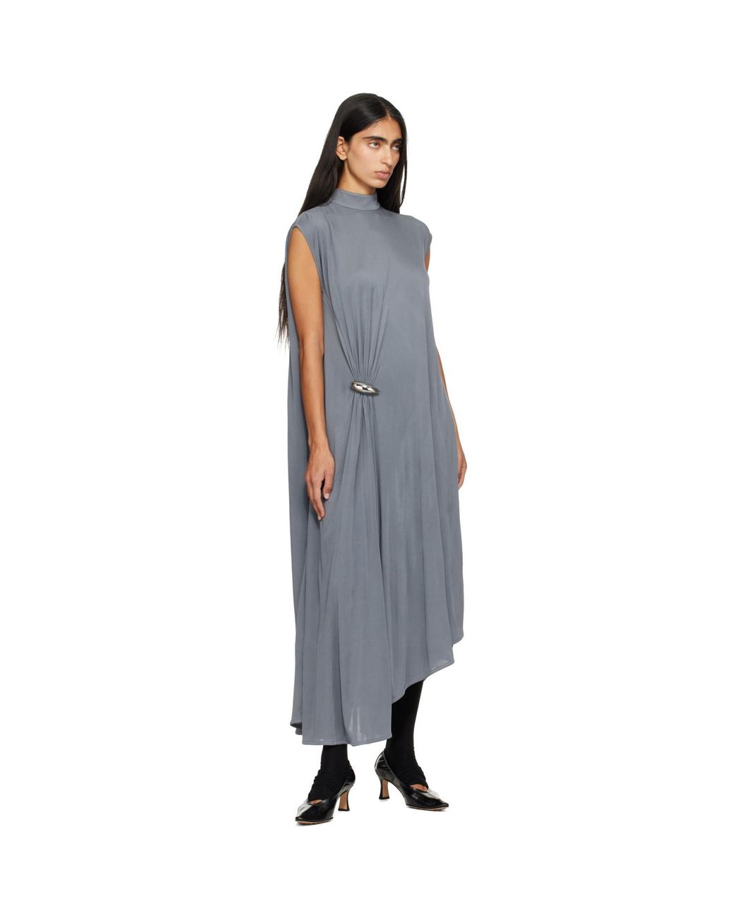 Bottega Veneta Blue Crepe Viscose Jersey Maxi Dress
