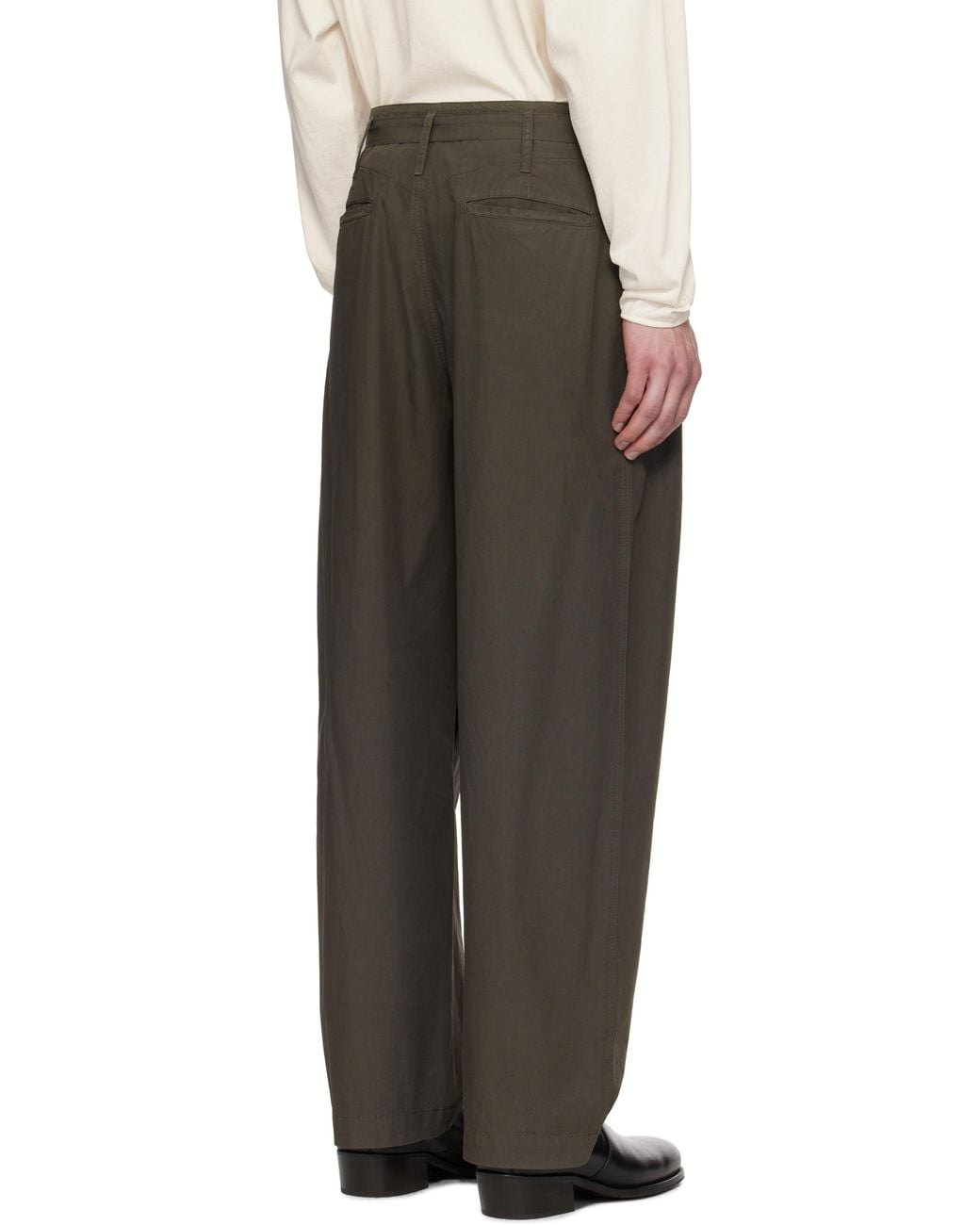 Lemaire Black Belted Pleated Trousers for men