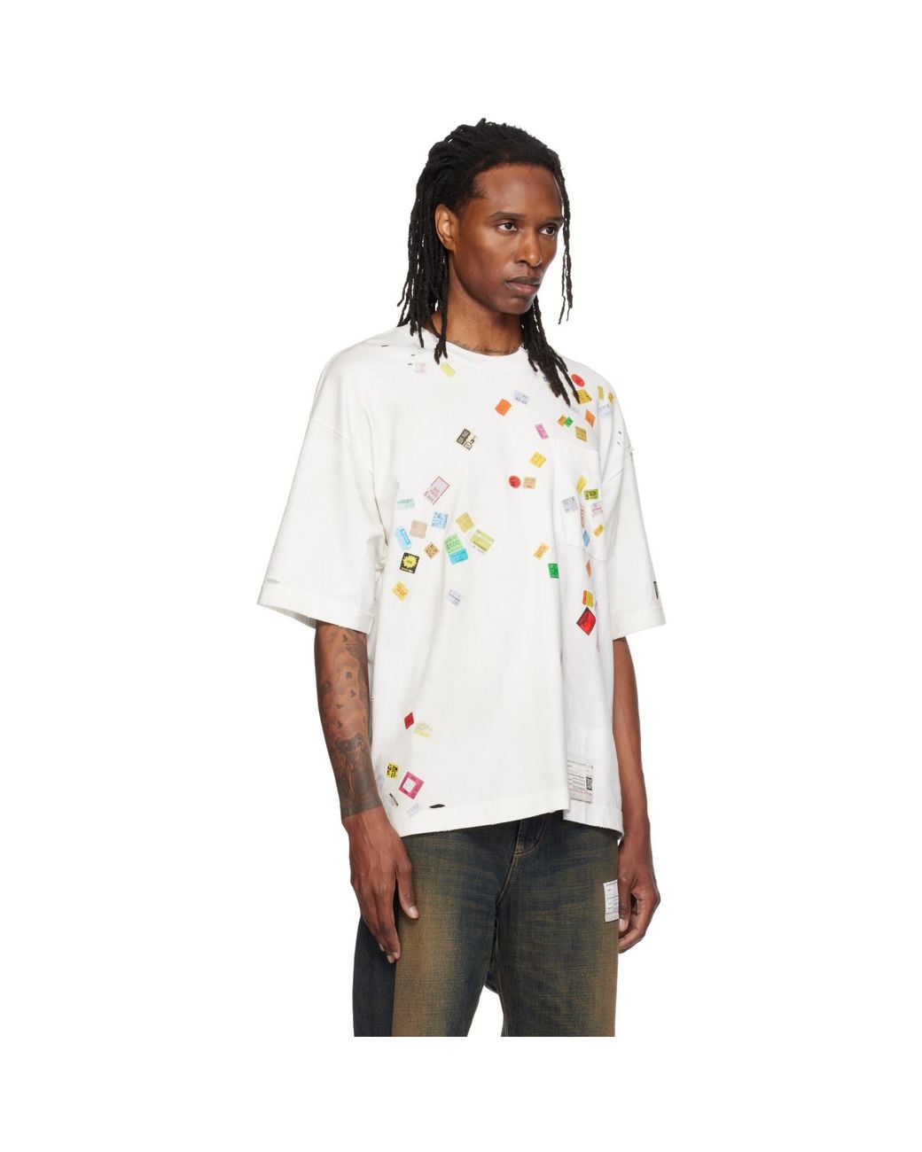 Maison Mihara Yasuhiro White Price Tag Sticker Printed T-Shirt for men