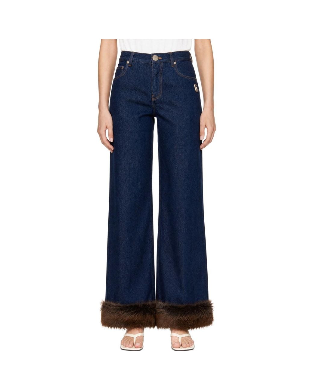 Marc Jacobs Blue Faux Fur Cropped Jeans