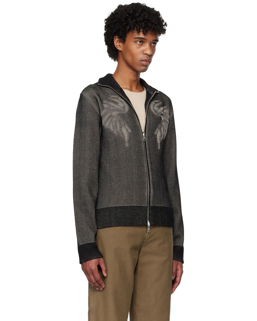 【Dries Van Noten】ブラック ジップアップ スウェットシャツ 人気商品！】Dries Van Noten ジップアップスウェットシャツ