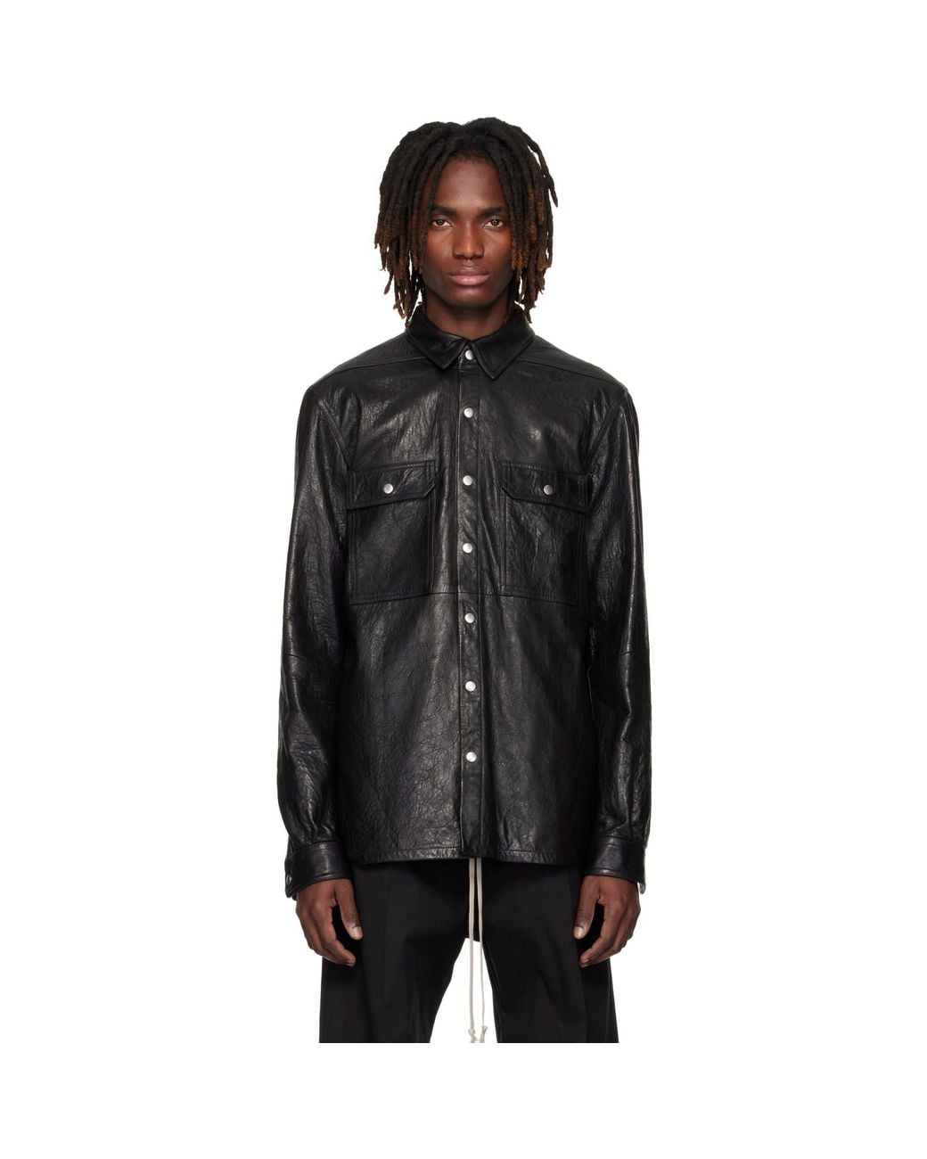 Rick Owens Black Temple Lambskin Outershirt for men