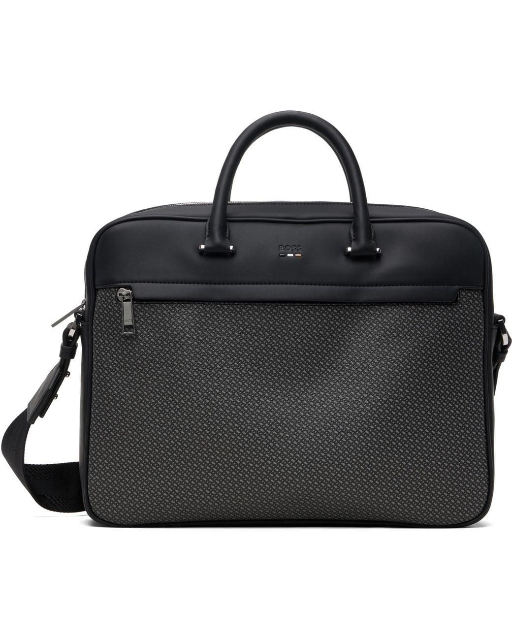 Boss Black B Monogram Signature Stripe Briefcase for men