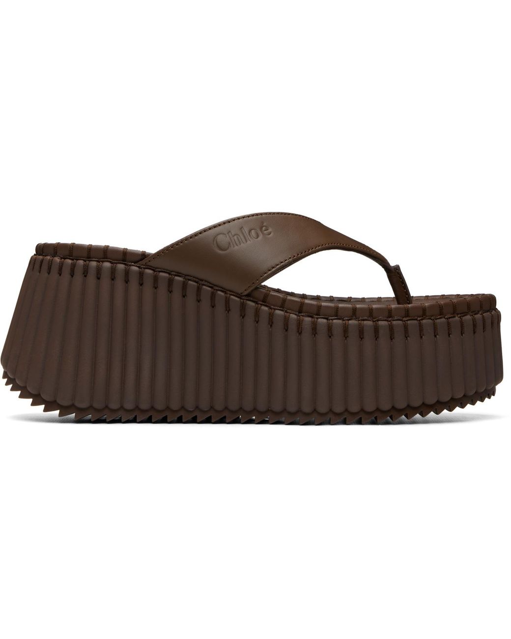 Chloé Brown Napa Wedge Heeled Sandals