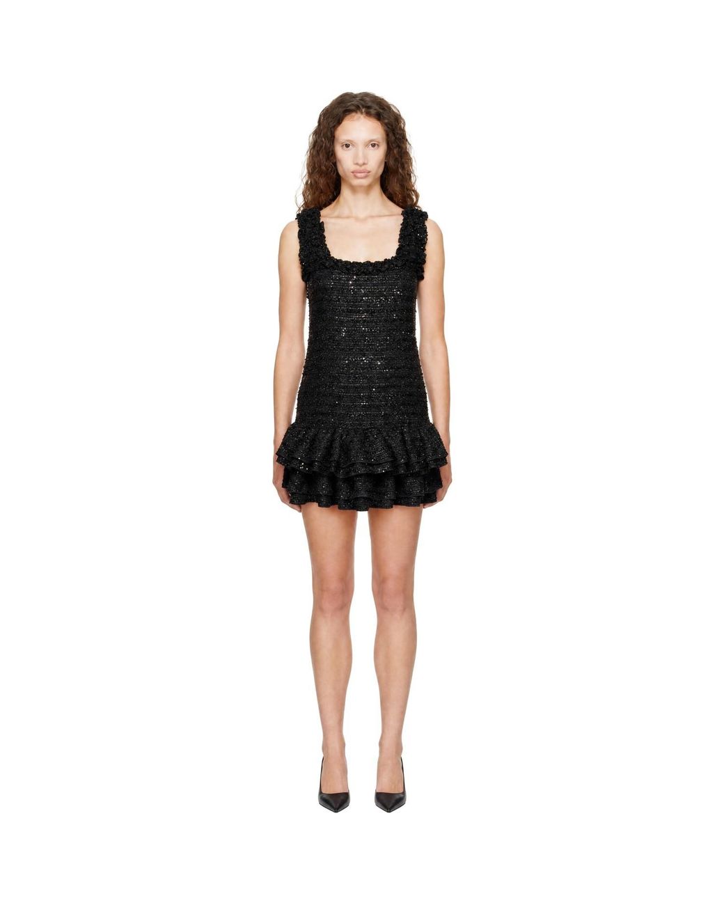 LAURA ANDRASCHKO Black Twiggy Tweed Minidress