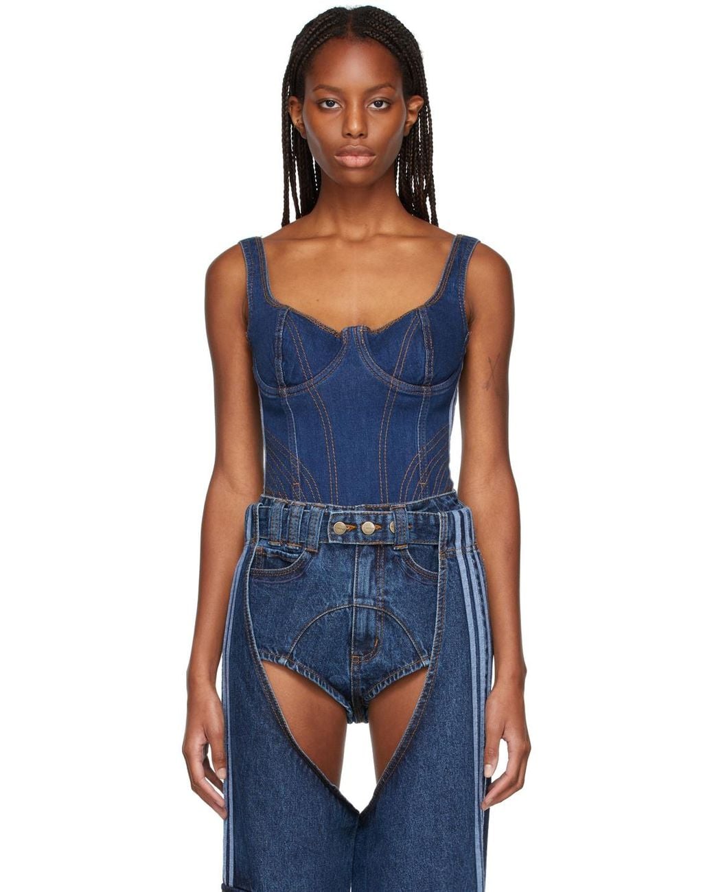 adidas Indigo Denim Bodysuit in Blue | Lyst UK