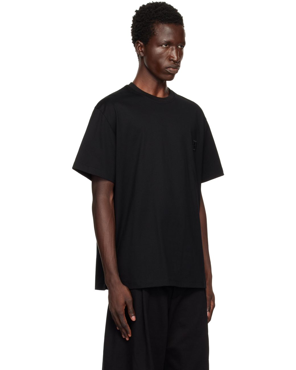 WOOYOUNGMI 3D Flower Back Logo T-Shirt in Black for Men
