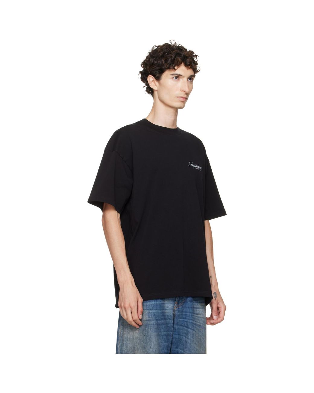 Represent Black Printed 'Owners Club' Script T-Shirt for men