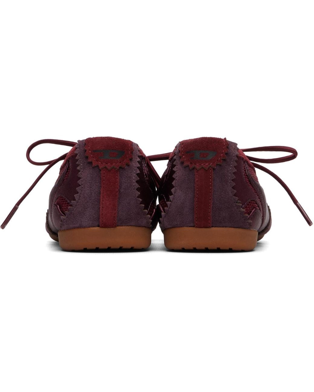 DIESEL Red Burgundy D-Mile Lace-Up Ballerina Flats