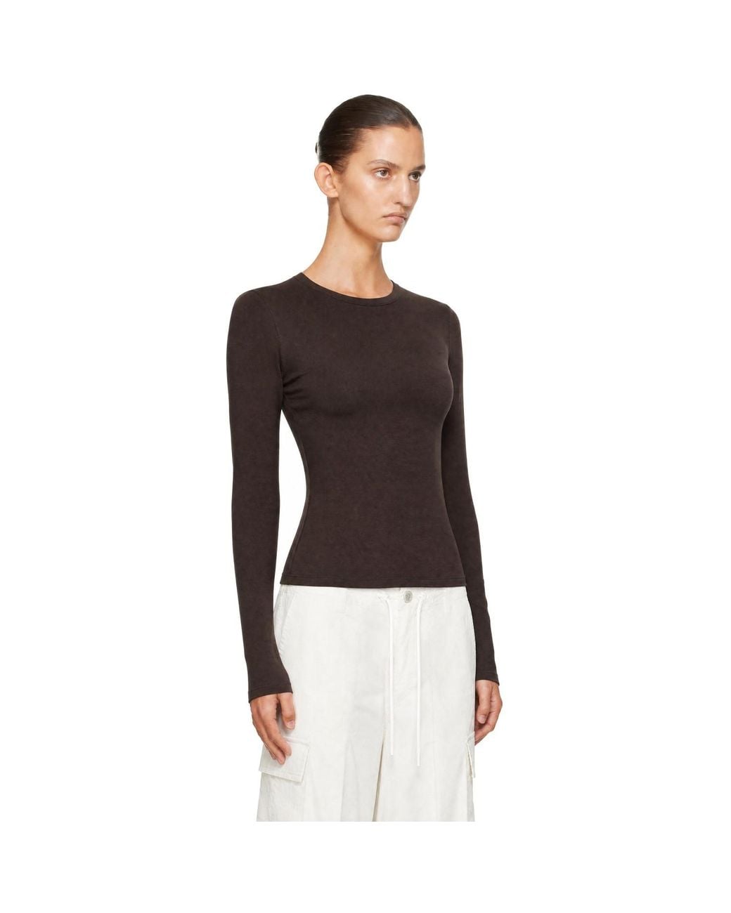 Skims Black Cotton Jersey Long Sleeve T-Shirt