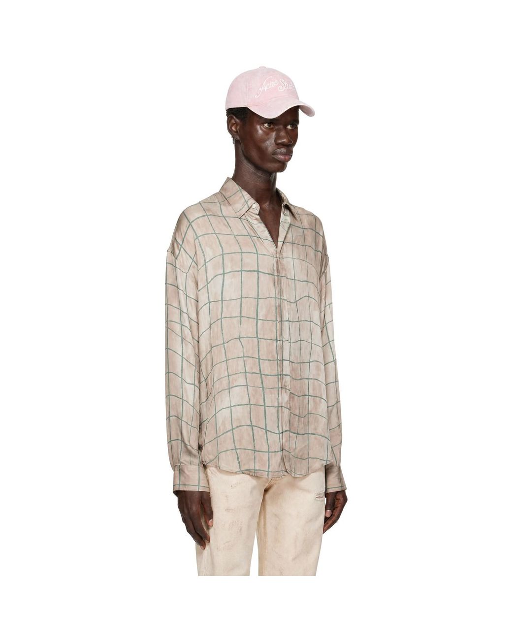Acne Natural Checkered Shirt for men