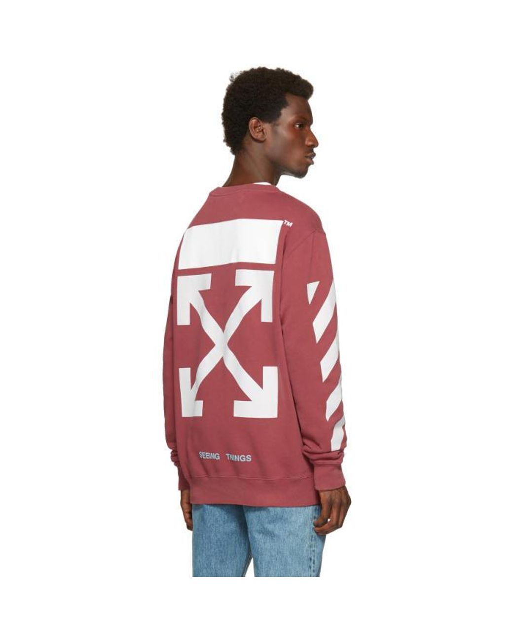 Off-White c/o Virgil Abloh Red Diagonal Arrows Crewneck Sweatshirt for Men  | Lyst