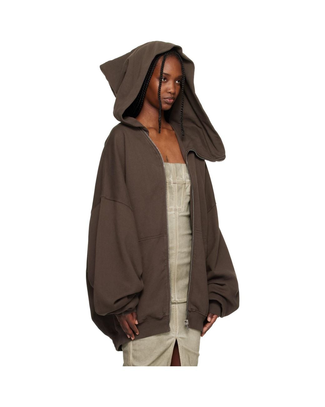 Rick Owens Brown Temple Mountain Hun Hoodie