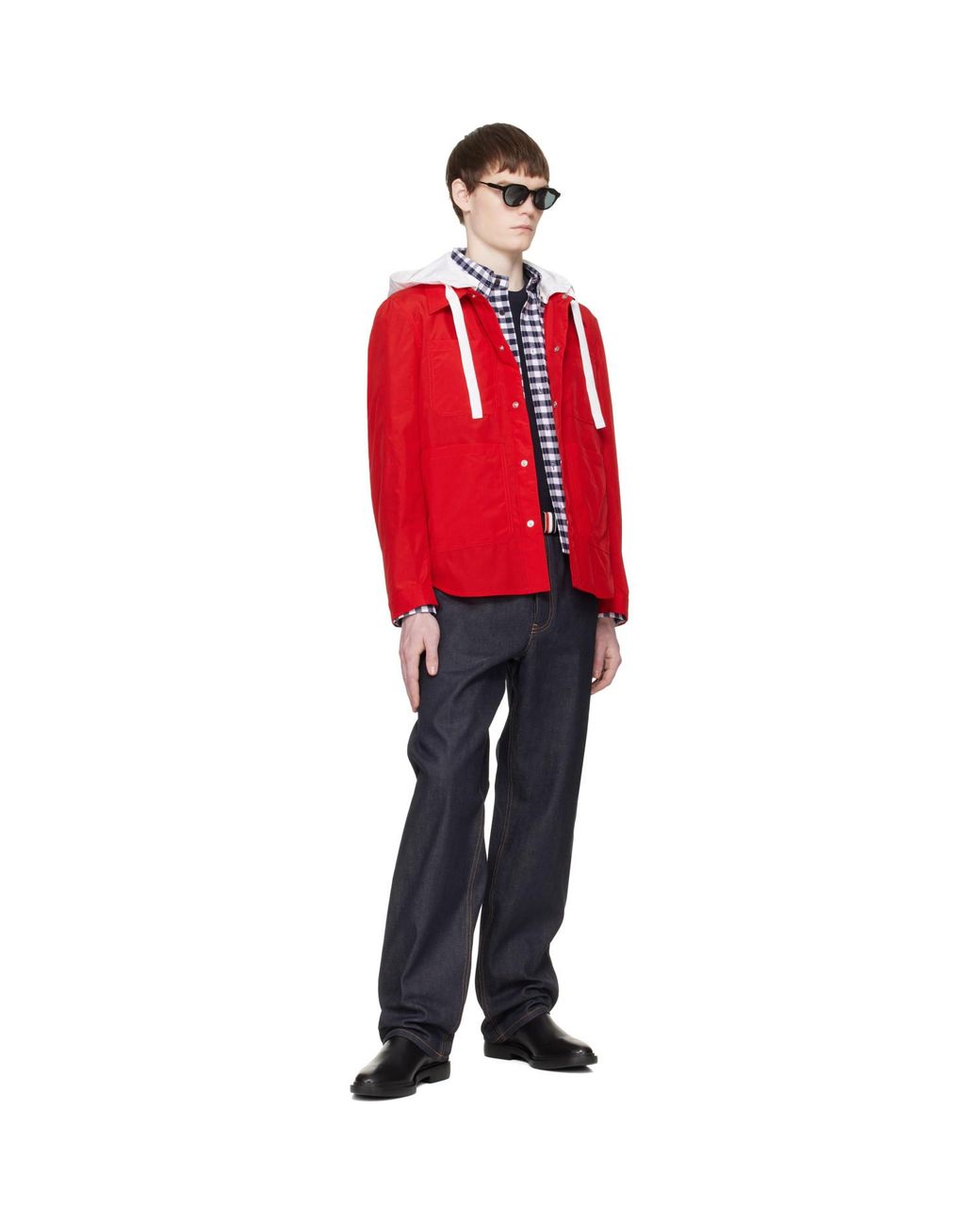 Thom Browne Red Utility Patch Pocket Jacket for men