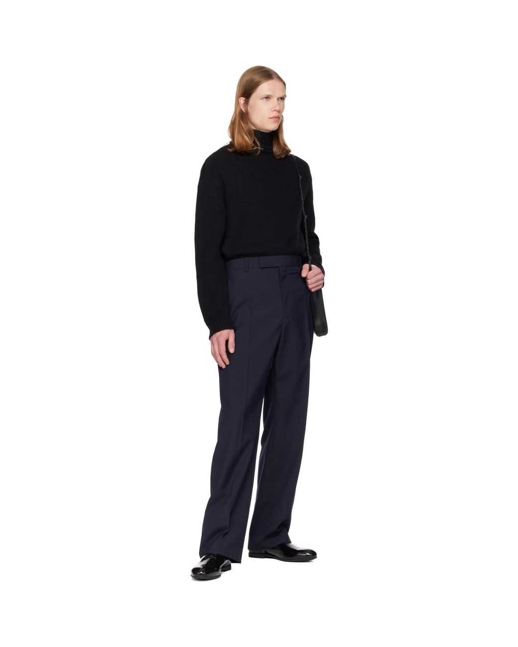 Jil Sander Blue Wool Poplin Trousers for men
