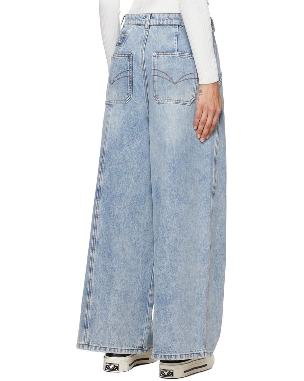 Feng Chen Wang Asymmetric Jeans in Black | Lyst
