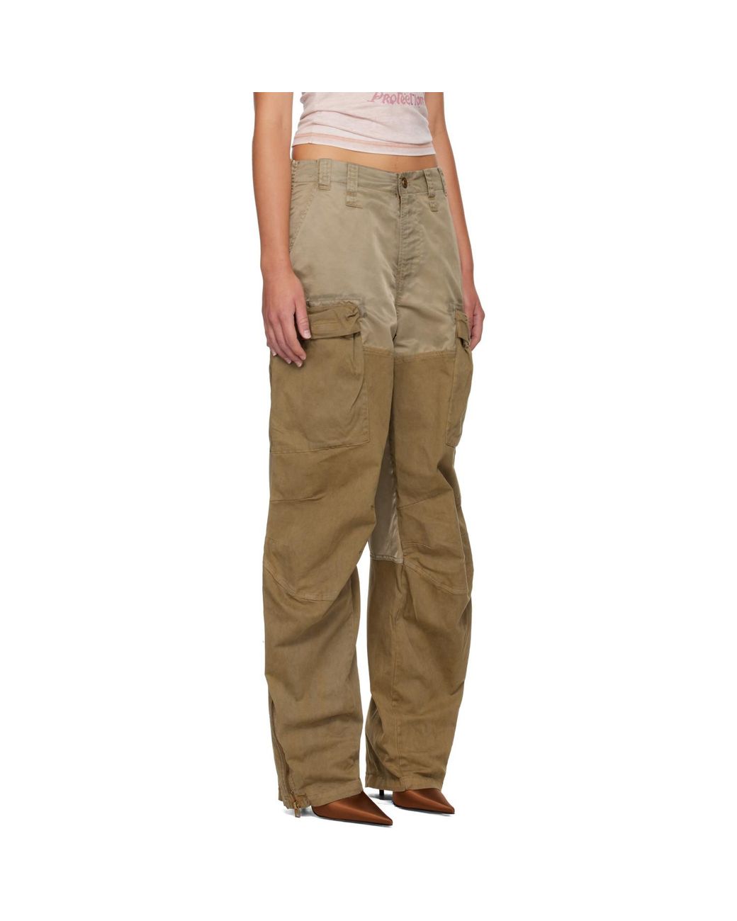 DIESEL Green Khaki Cotton & Nylon Cargo Pants