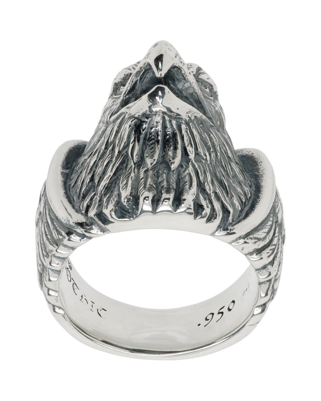 Yohji Yamamoto Metallic Eagle Head Ring for men