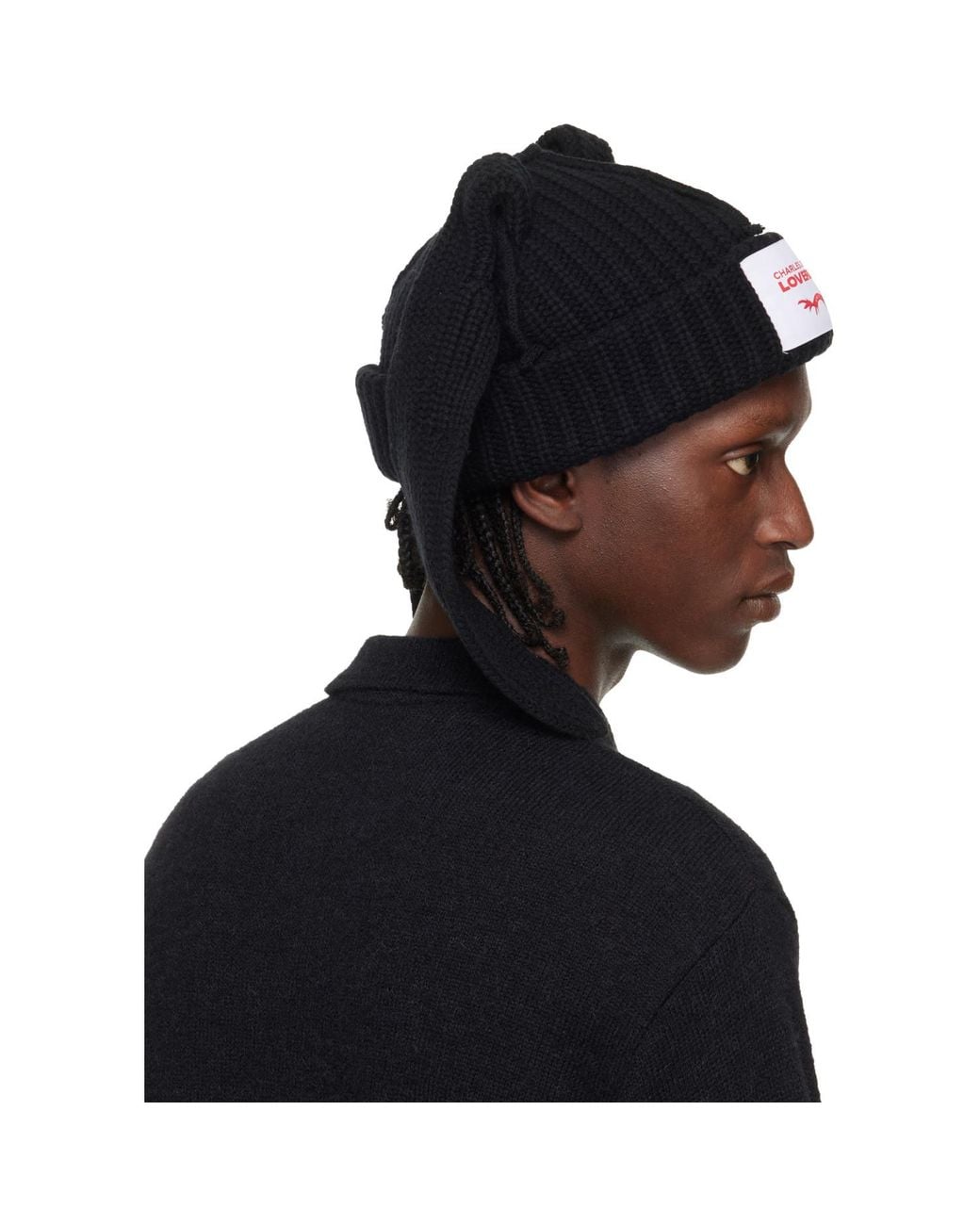 Charles Jeffrey Black Chunky Rabbit Beanie for men