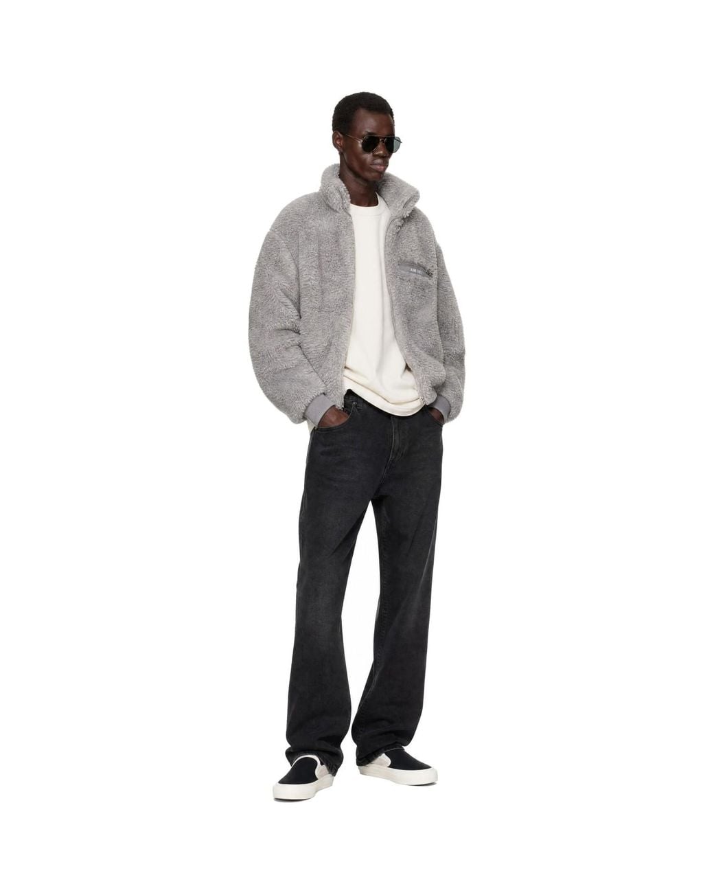 Amiri Gray Fuzzy Track Jacket for men