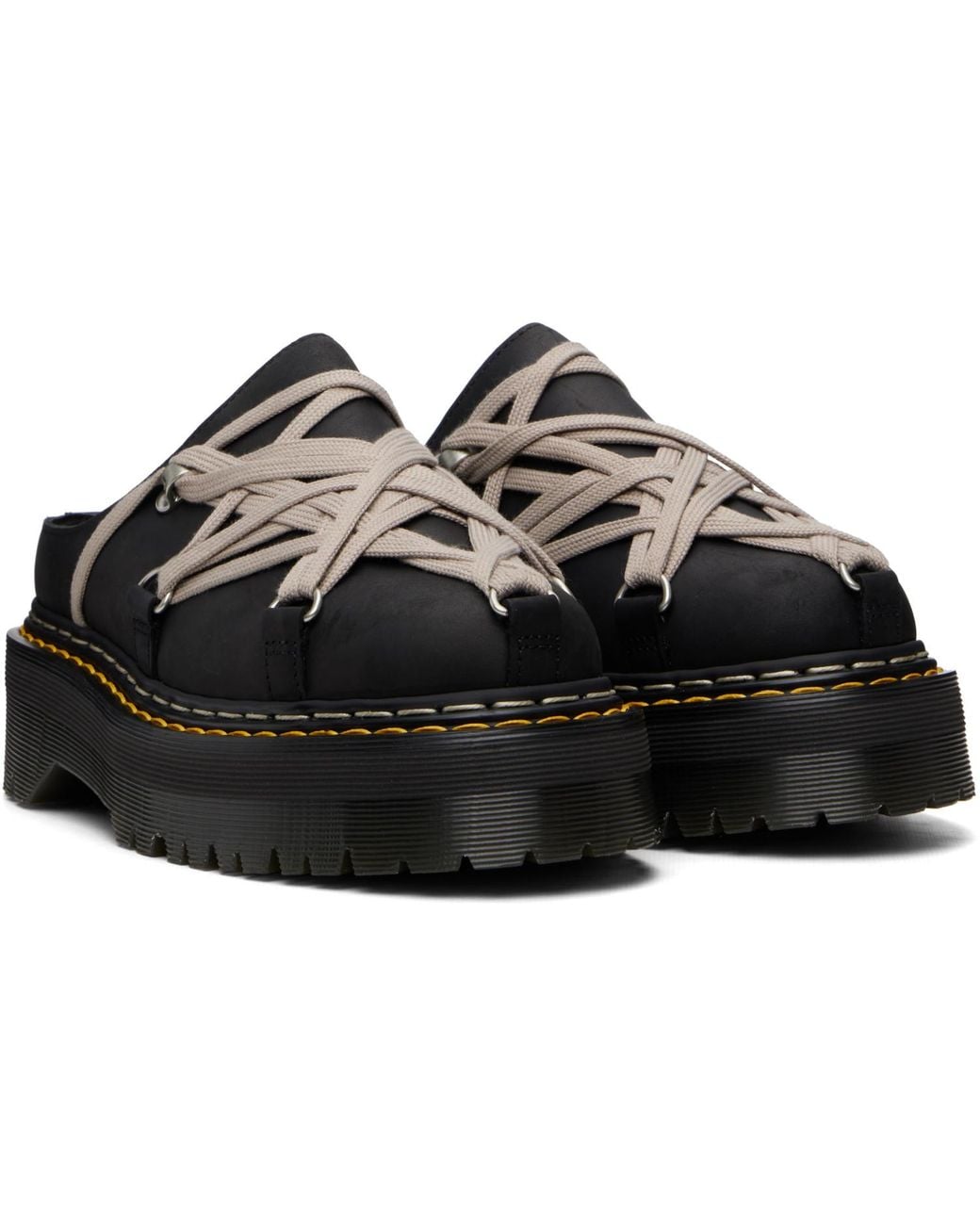 Rick Owens Black Dr. Martens Edition Quad Sole Megalace Loafers