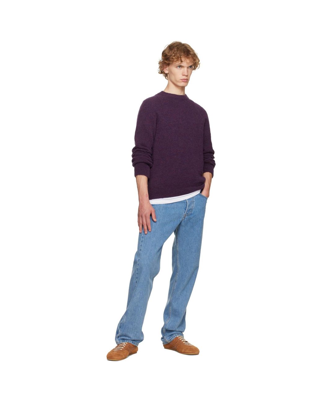 Dries Van Noten Purple Alpaca Sweater for men