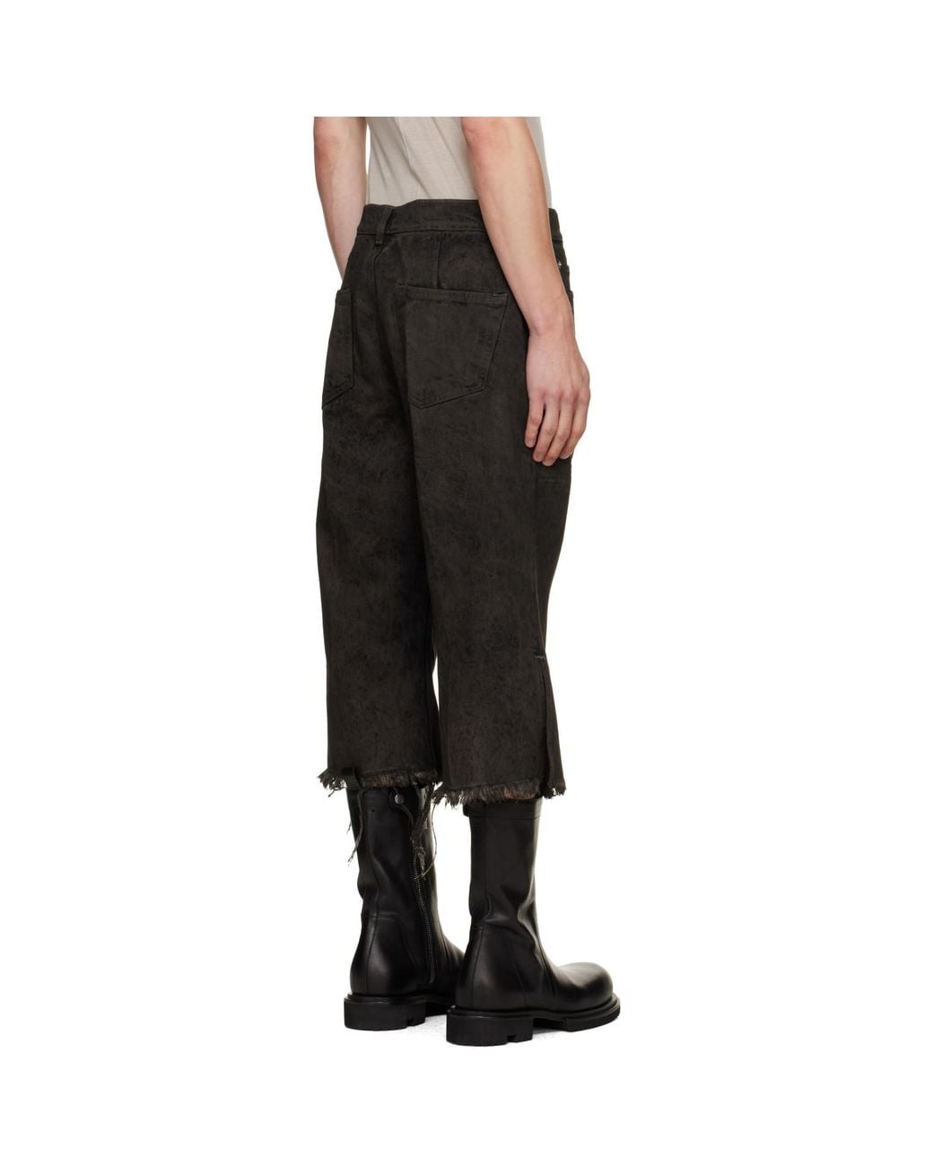 Rick Owens Black Tower Bolan Cutoff Jeans for men