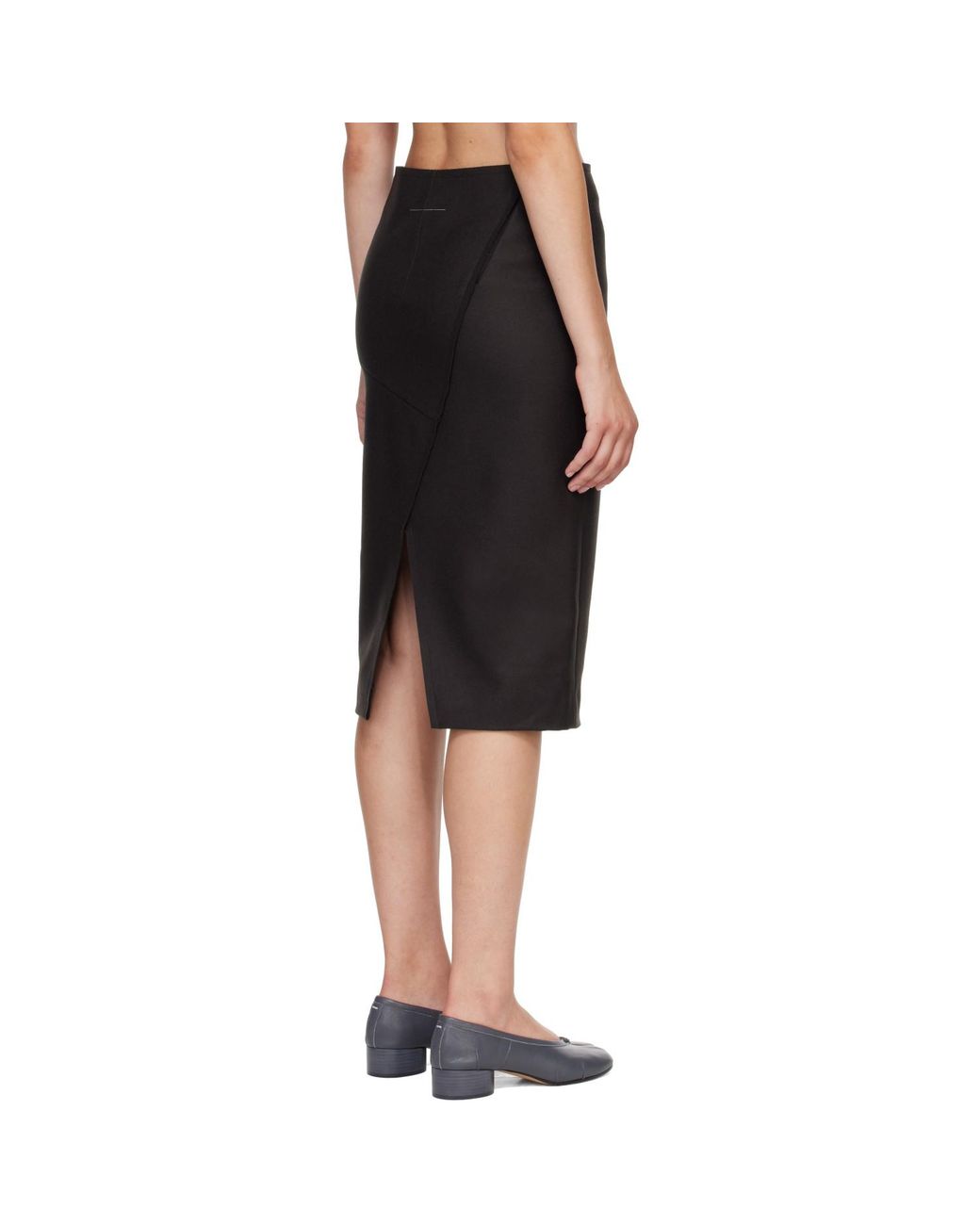 MM6 by Maison Margiela Black Wool Felt Midi Skirt