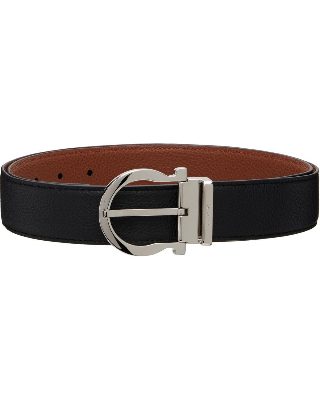 Ferragamo Brown Reversible & Adjustable Gancini Casual Belt