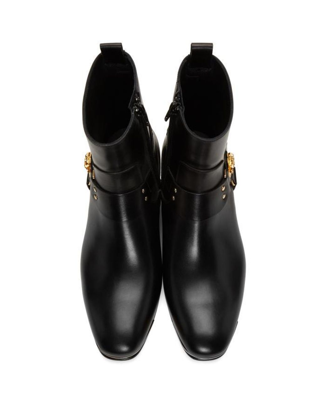 Versace Black Medusa Harness Boots for Men | Lyst