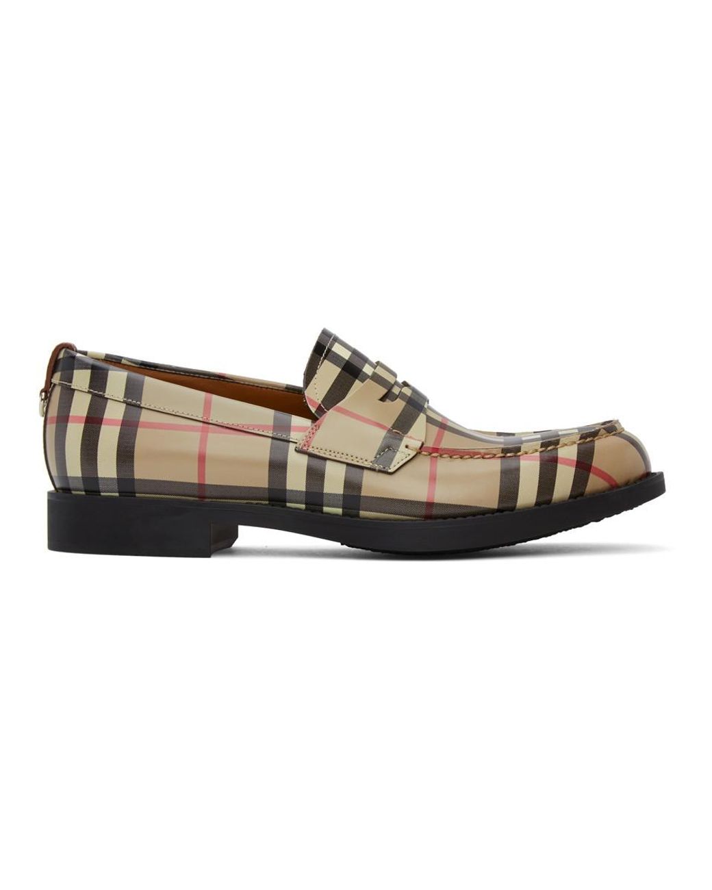 Burberry Emile Checked Loafers in Natural for Men | Lyst