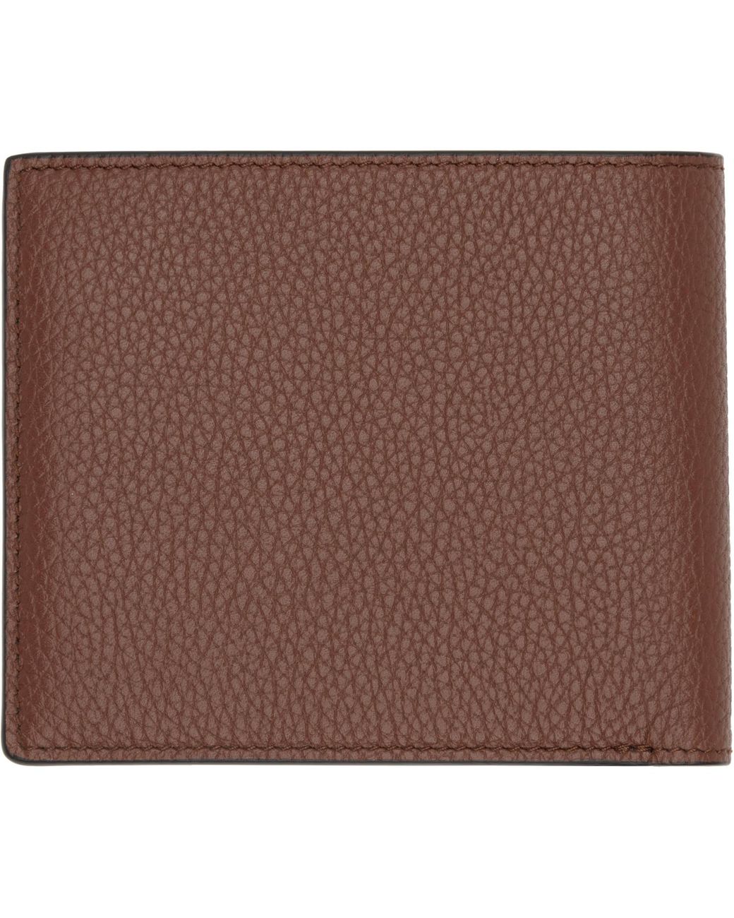 Tom Ford Brown Tan Grain Leather Classic Bifold Wallet for men