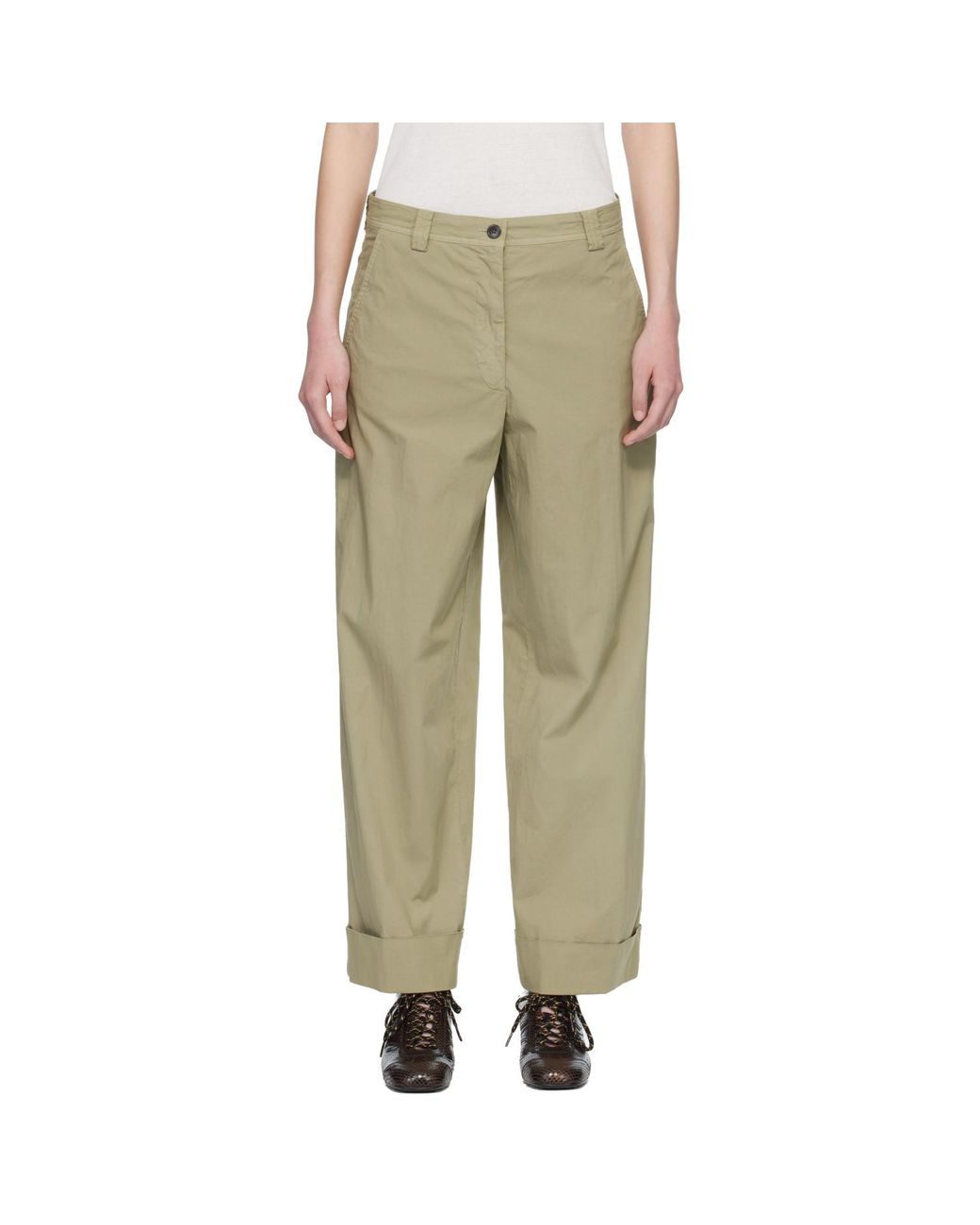 Dries Van Noten Natural Stretch Cotton Trousers