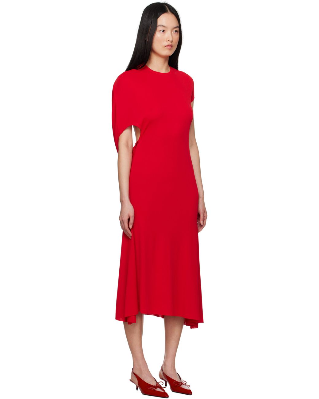 knee length dresses for ladies Jacquemus La Bomba Asymmetric Beige Midi Dress  Runway Catalog