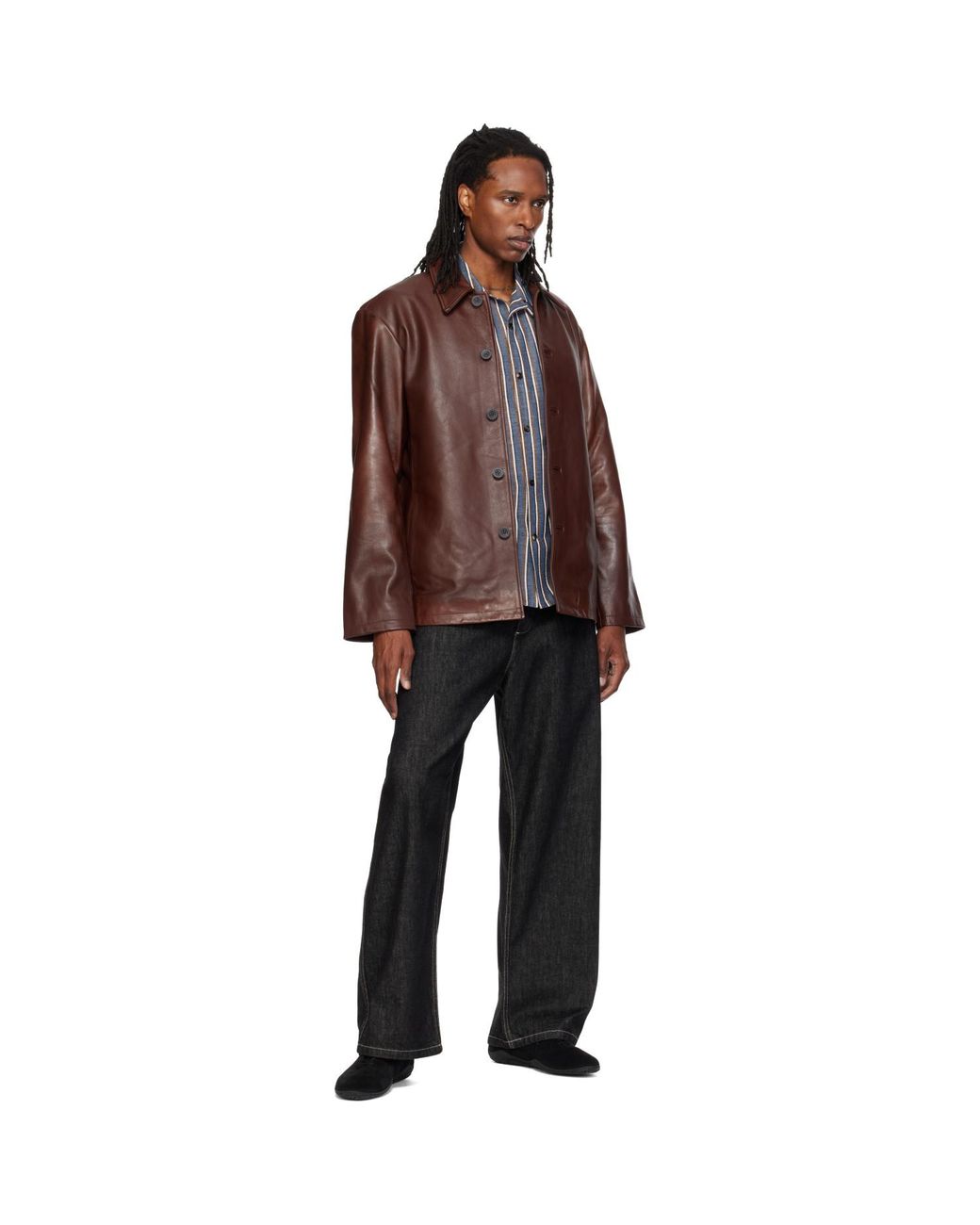 Studio Nicholson Brown Landau Leather Jacket for men